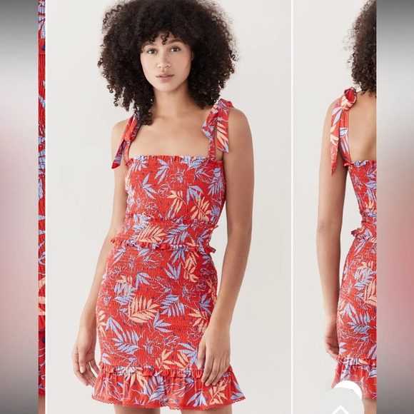 Lost + Wander Still On Vacay Mini Dress Red Sleeveless Size XS Tropical Print - Picture 2 of 15